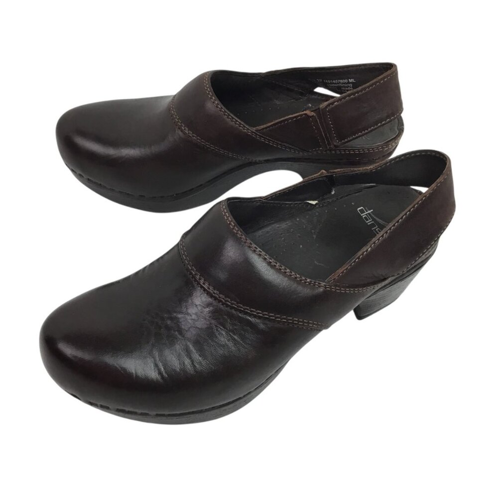 Dansko Pearl Womens 7 Leather Slingback Clogs Brown